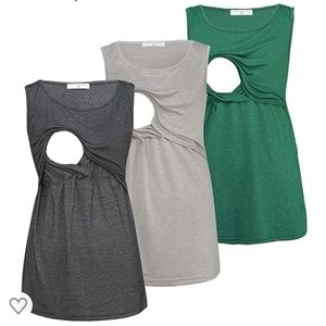 YIWOZA Sleeveless Nursing Tanks (3 pack)